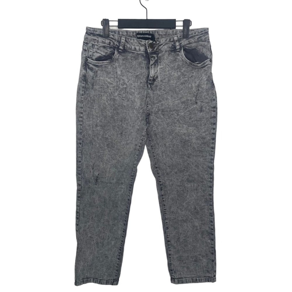 Permanent Grey Acid Wash High Rise Skinny Jeans Womens Size 12 Stretch Denim